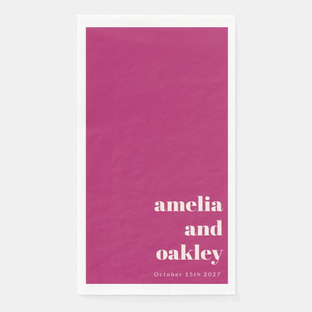 Bold Minimalist Berry Retro Custom Wedding Napkin (Front)