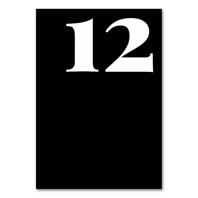 Bold Minimalist Big Numbers Black Wedding Table Number (Front)