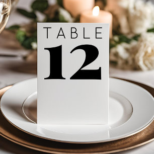 Bold Minimalist Big Numbers Black White Wedding Table Number