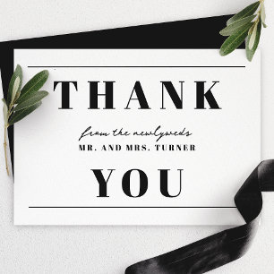 Bold Minimalist Black And White Wedding Thank You Card
