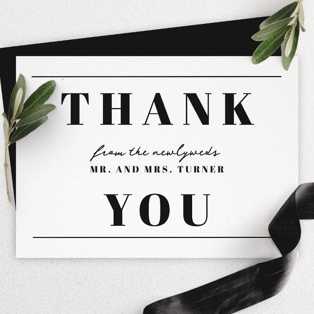 Bold Minimalist Black And White Wedding Thank You Card (Creator Uploaded)