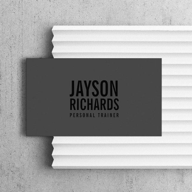 Bold Minimalist Black/Grey Personal Trainer Business Card (Creator Uploaded)