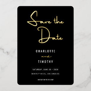 Bold Minimalist Black Script Wedding Save the Date
