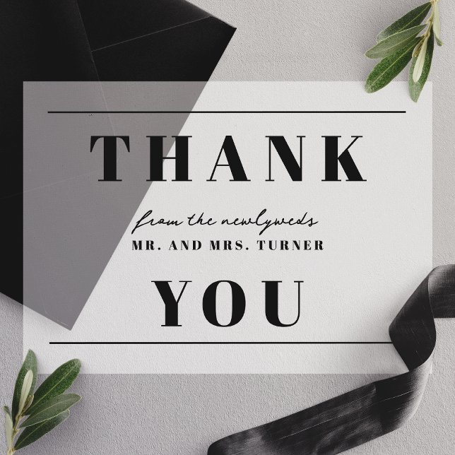 Bold Minimalist Black Wedding Thank You Vellum Invitations (Creator Uploaded)