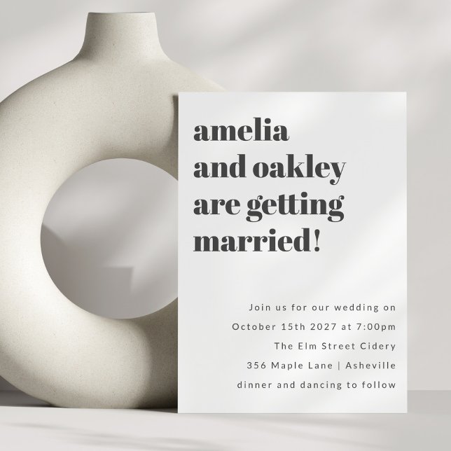 Bold Minimalist Black White Retro Classic Wedding Invitation (Creator Uploaded)