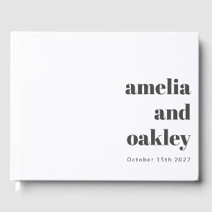 Bold Minimalist Black White Retro Custom Wedding Guest Book