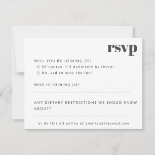 Bold Minimalist Black White Retro Custom Wedding RSVP Card