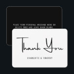 Bold Minimalist Black White Script Wedding Thank You Card<br><div class="desc">Bold Minimalist Black White Script Wedding Thank You Card - this item is part of a wedding stationery collection with matching invitations, save the date cards, envelopes and more, available in my shop. All colours - text and background - of this item can be changed in the design tool. Need...</div>