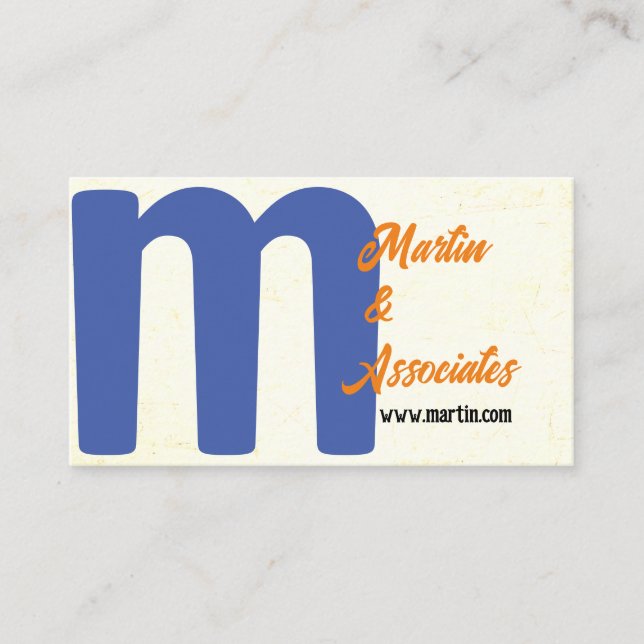 bold minimalist blue and orange modern custom business card (Front)