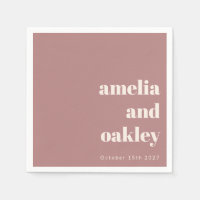 Bold Minimalist Dusty Rose Retro Custom Wedding