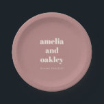 Bold Minimalist Dusty Rose Retro Custom Wedding Paper Plate<br><div class="desc">Bold Minimalist Dusty Rose Retro Simple Custom Wedding Paper Plates</div>