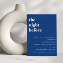 Bold Minimalist French Blue Rehearsal Dinner