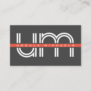 Bold minimalist initials and stripe  business card