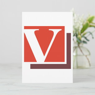 Bold Minimalist Letter V Monogram Invitation