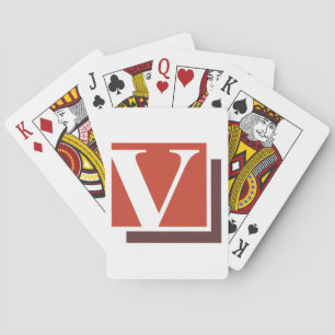 Bold Minimalist Letter V Monogram Playing Cards