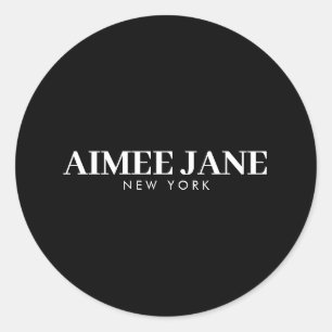 Bold Minimalist Luxury Boutique Black/White Classic Round Sticker