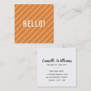 BOLD MINIMALIST modern simple plain hello orange Square Business Card