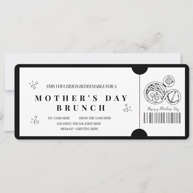 Bold Minimalist Mother’s Day Brunch Voucher  Invitation (Front)