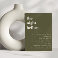 Bold Minimalist Olive Simple Rehearsal Dinner