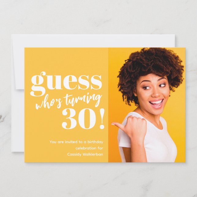 Bold Minimalist Photo 30th Birthday Invitation (Front)