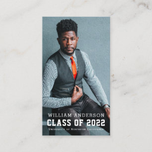 Bold Minimalist Photo Graduation  Business Card