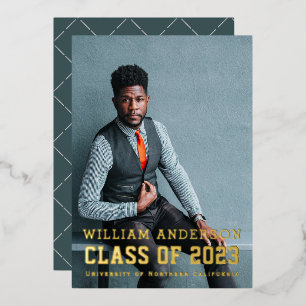 Bold Minimalist Photo Navy Blue Graduation Party