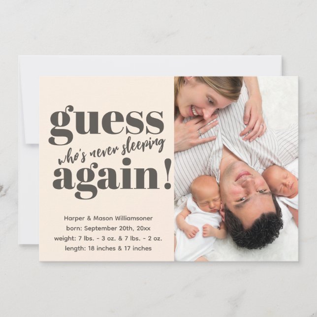Bold Minimalist Photo Twins Birth (Front)