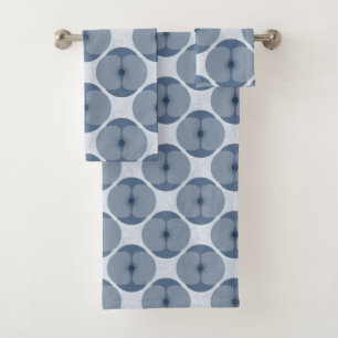 Bold Minimalist Poppy Textured Floral Blue Bath Towel Set
