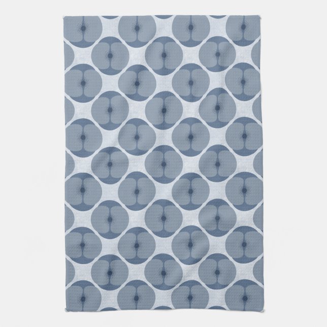 Bold Minimalist Poppy Textured Floral Blue Kitchen Towel (Vertical)
