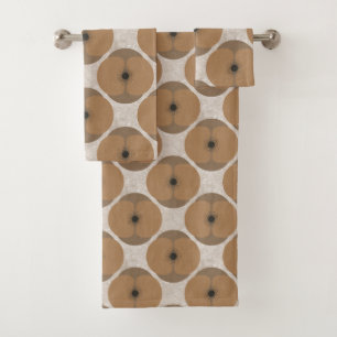 Bold Minimalist Poppy Textured Floral Brown Bath Towel Set