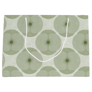 Bold Minimalist Poppy Textured Floral Green Large Gift Bag