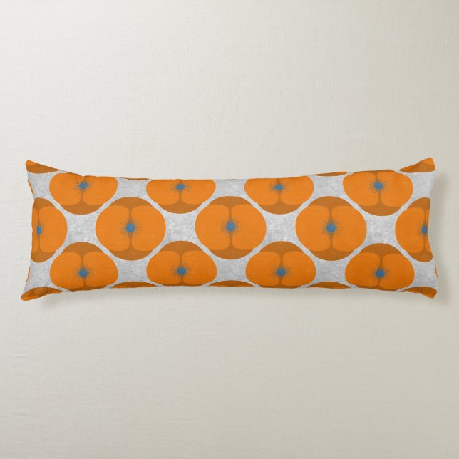 Bold Minimalist Poppy Textured Floral Orange Body Pillow (Front)