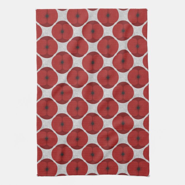 Bold Minimalist Poppy Textured Floral Red Kitchen Towel (Vertical)