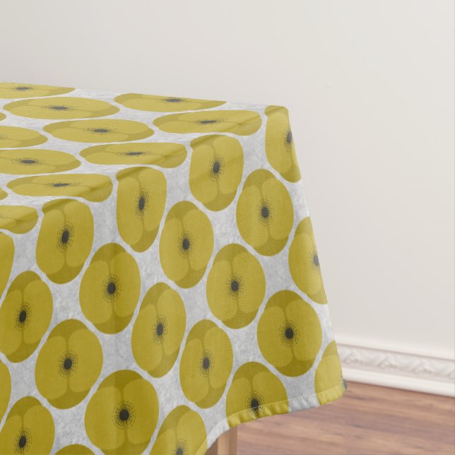Bold Minimalist Poppy Textured Floral Yellow Tablecloth (In Situ)