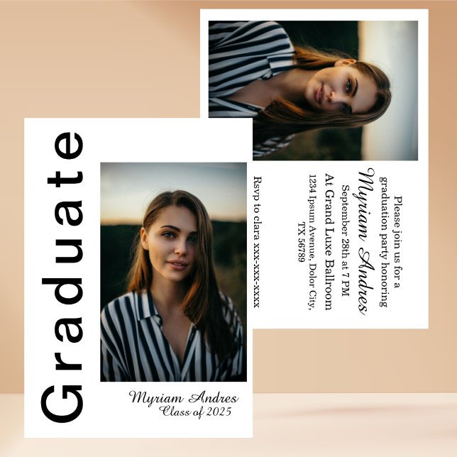 Bold minimalist portrait graduation Invitation (Creator Uploaded)