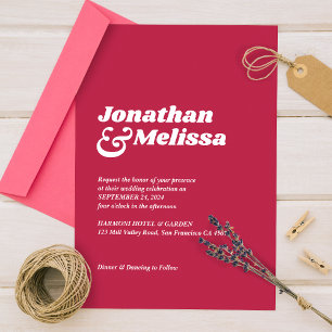 Bold Minimalist Retro Viva Magenta We Do Wedding Invitation