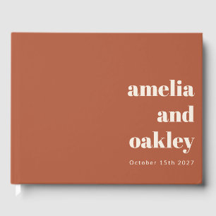 Bold Minimalist Rust Fall Retro Custom Wedding Guest Book