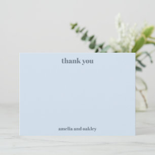 Bold Minimalist Soft Blue Retro Custom Wedding Thank You Card