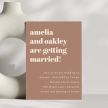 Bold Minimalist Soft Mocha Retro Simple Wedding