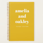 Bold Minimalist Summer Yellow Retro Custom Wedding Planner<br><div class="desc">Stay organized while planning your big day with this Personalized Wedding Planner. Featuring a modern minimalist design in summer yellow with bold typography, this spiral-bound notebook is perfect for jotting down ideas, timelines, and to-do lists. With customizable names and date details, it makes a thoughtful engagement gift for newlyweds-to-be. Whether...</div>