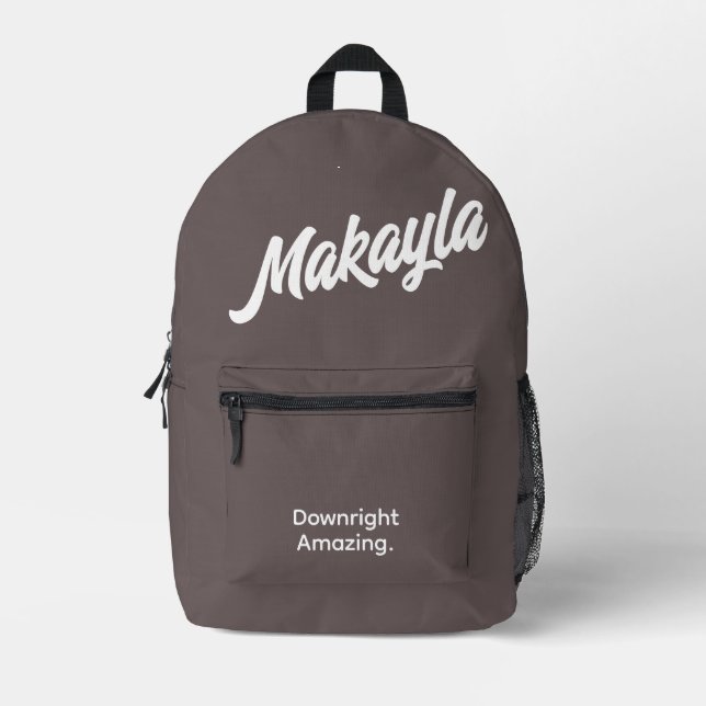Bold Minimalist Typography Name Printed Backpack (Front)