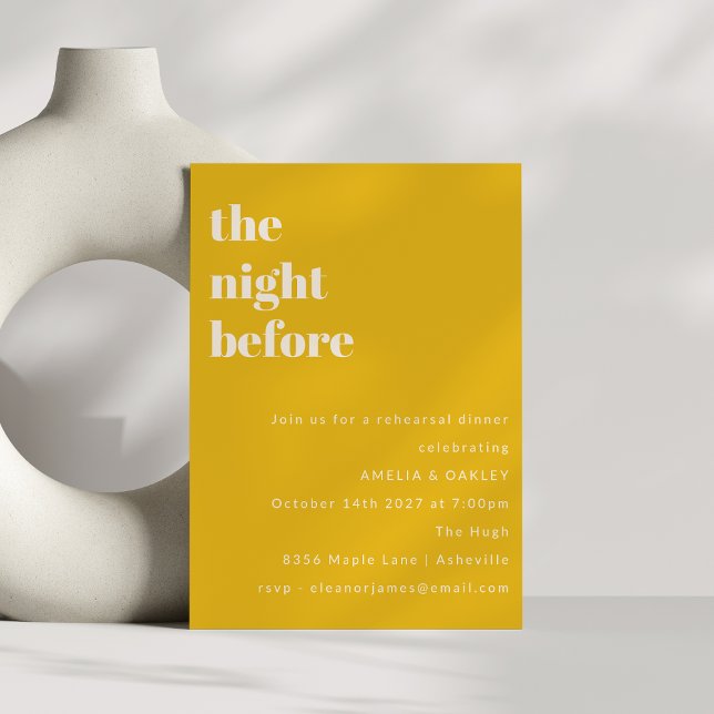 Bold Minimalist Yellow Simple Rehearsal Dinner Invitation (Creator Uploaded)