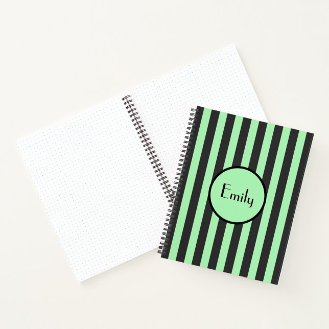 Bold Mint Green & Black Stripe Bullet Journal (Inside)