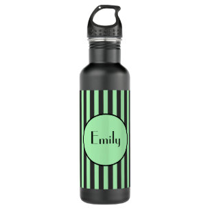 Bold Mint Green & Black Stripe Personalized  710 Ml Water Bottle