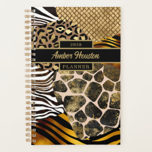 Bold Mixed Animal Prints with Gold Accents Planner