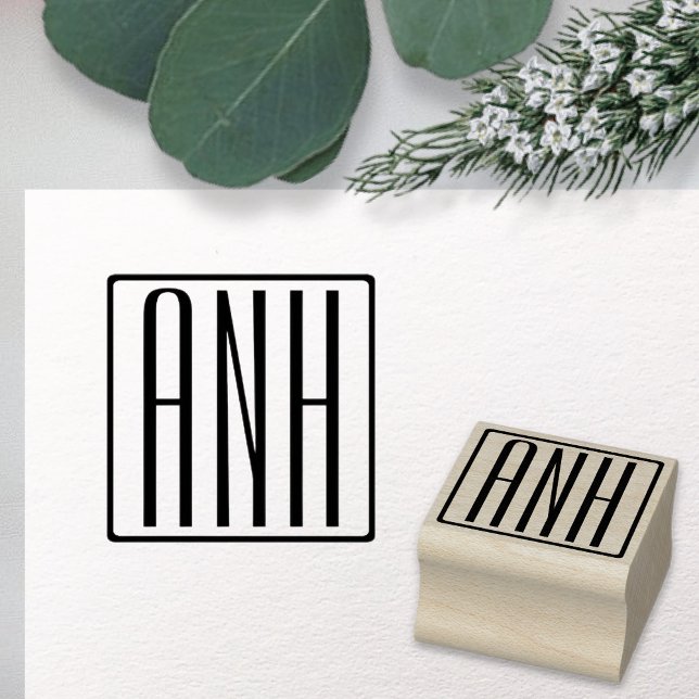 Bold Modern 3 Initials Monogram Rubber Stamp (Creator Uploaded)