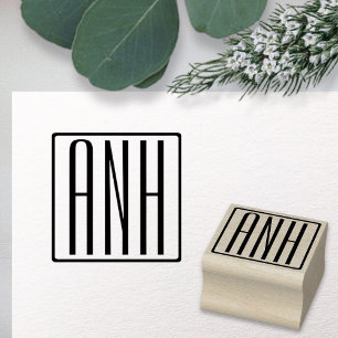 Bold Modern 3 Initials Monogram Rubber Stamp