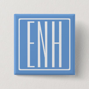 Bold Modern 3 Initials Monogram   Soft Blue 2 Inch Square Button
