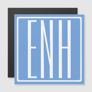 Bold Modern 3 Initials Monogram Soft Blue Magnetic Invitation