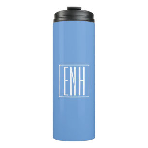 Bold Modern 3 Initials Monogram   Soft Blue Thermal Tumbler